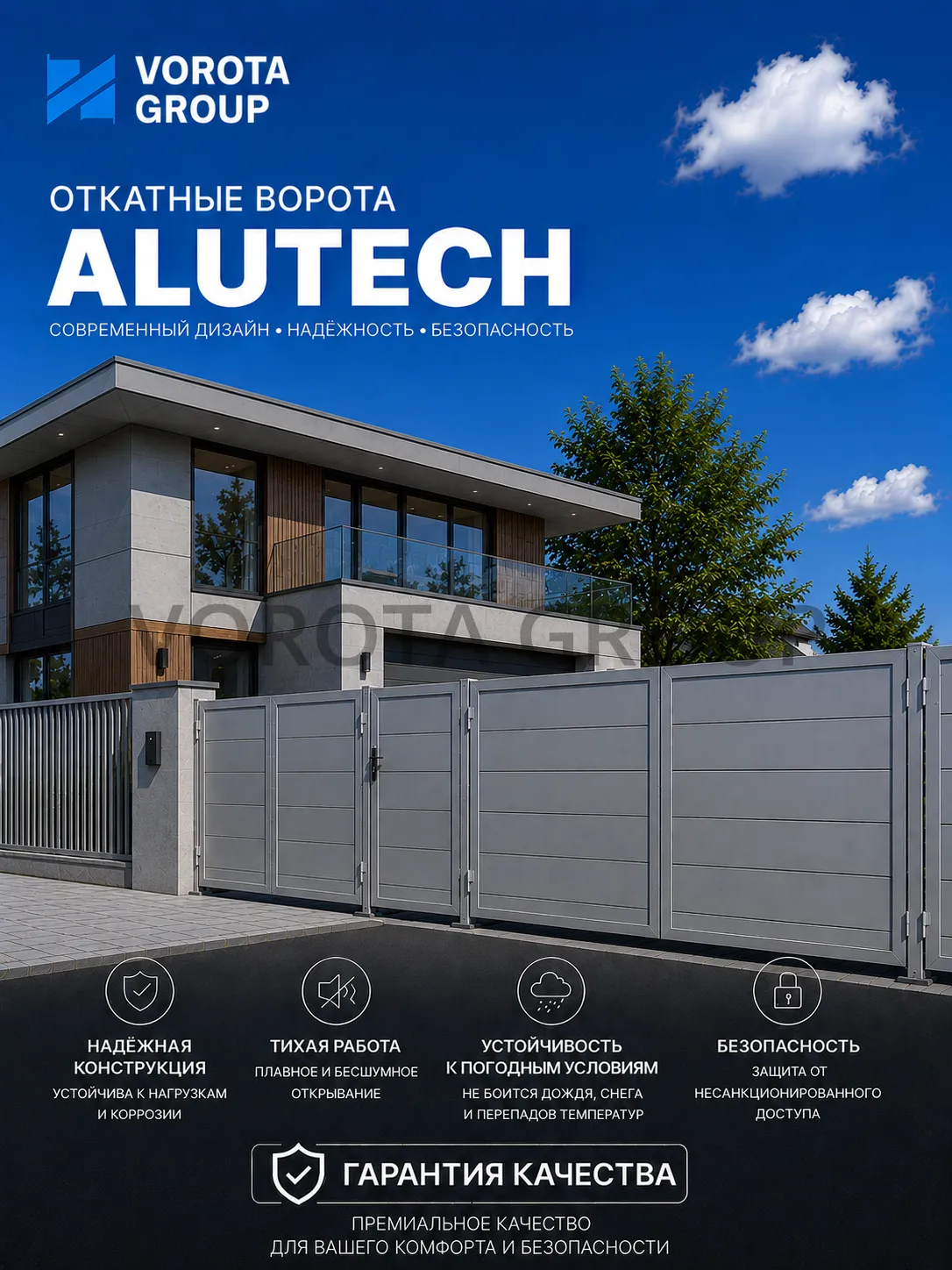 Откатные ворота Alutech Prestige (выс. х  шир.) 2085*2250