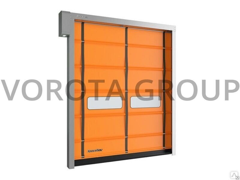 Оранжевые промышленные подъемные ворота Doorhan
